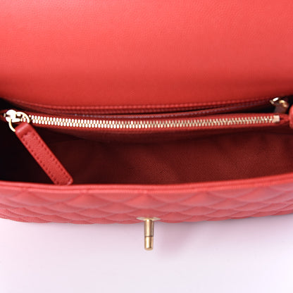 Chanel Caviar Quilted Small Coco Handle Flap Red 5 of 10
