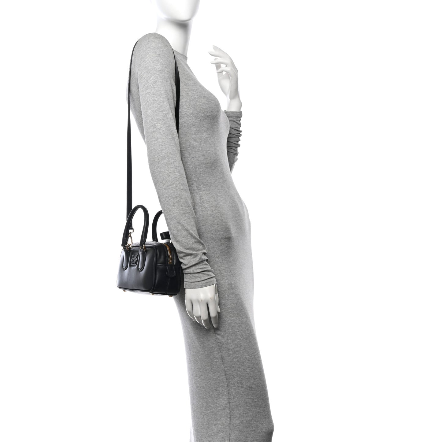 Calfskin Mini Arcadie Top Handle Bag Black