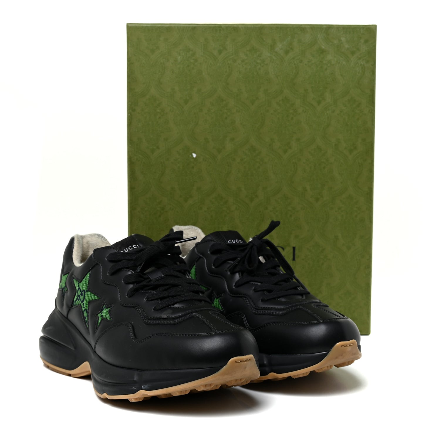 Demetra Monogram Multicolor Stars Inlay Mens Rhyton Sneakers 10.5 Black Green Blue Deep Orange