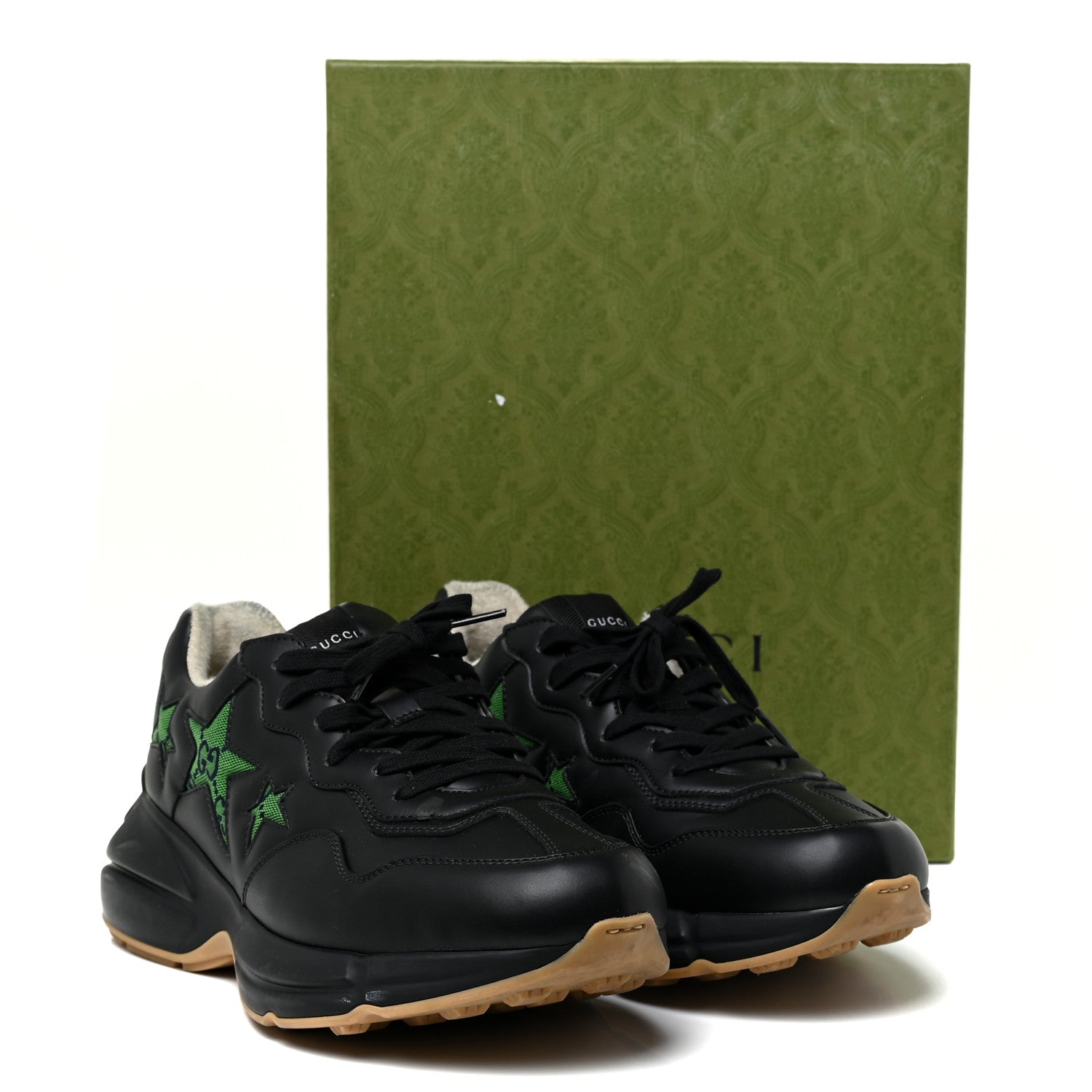 Gucci Demetra Monogram Multicolor Stars Inlay Mens Rhyton Sneakers 10.5 Black Green Blue Deep Orange 22 of 22
