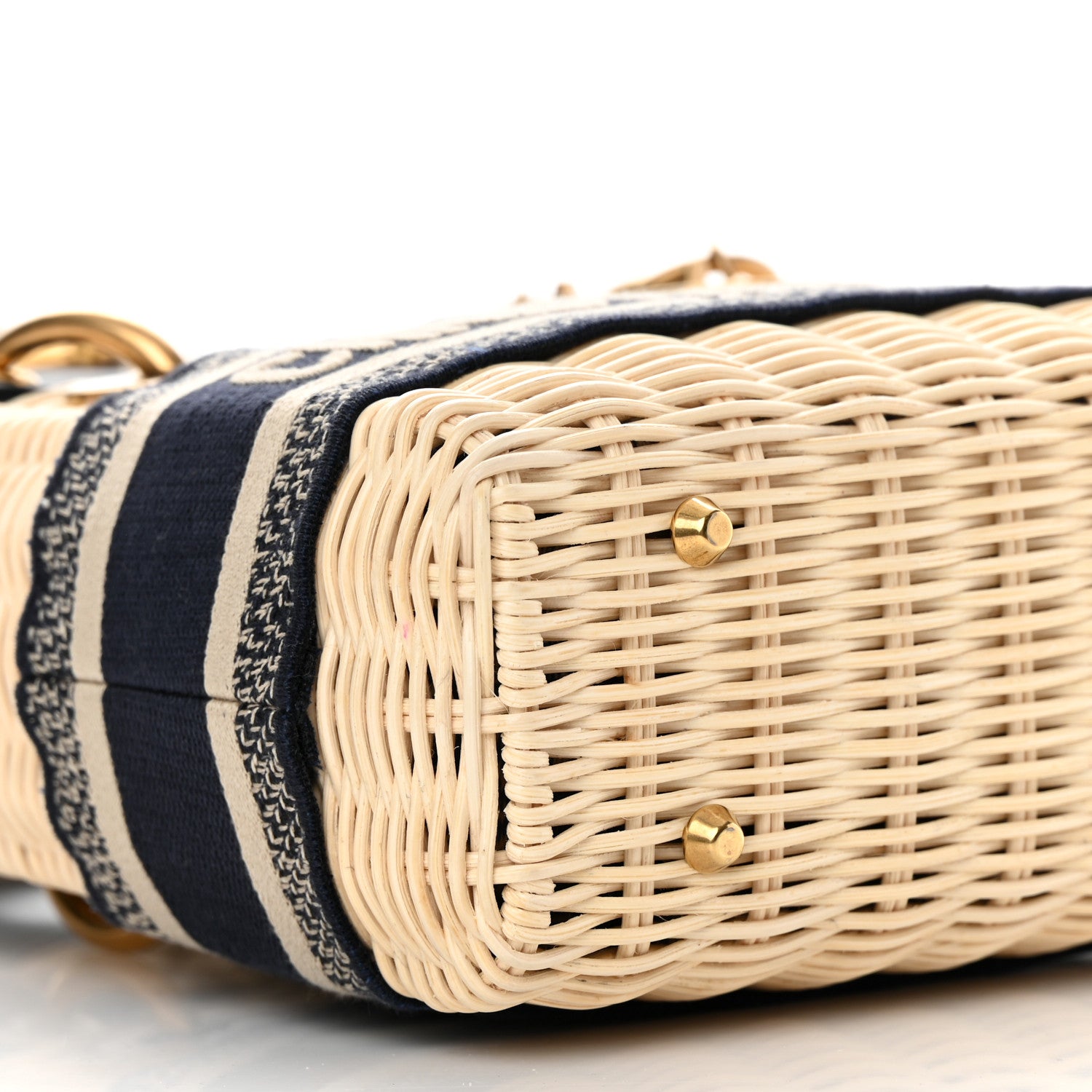 Christian Dior Wicker Oblique Mini Lady Dior Bag Blue 8 of 9