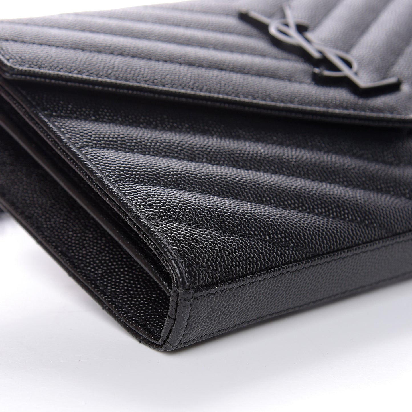 Grain De Poudre Matelasse Chevron Monogram Chain Wallet Black
