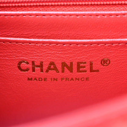 Chanel Iridescent Lambskin Quilted Mini Top Handle Rectangular Flap Red 6 of 10