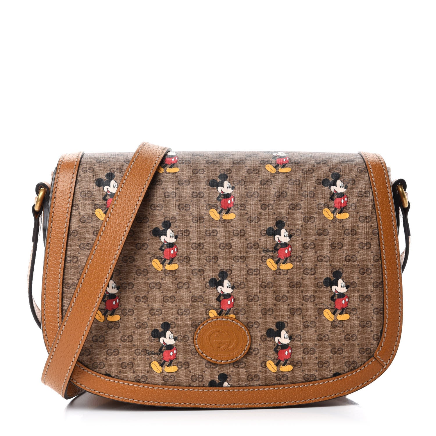 Gucci X DISNEY Mini Vintage GG Supreme Monogram Mickey Mouse Small Flap Messenger Bag Beige Vintage Sun Oil 1 of 11