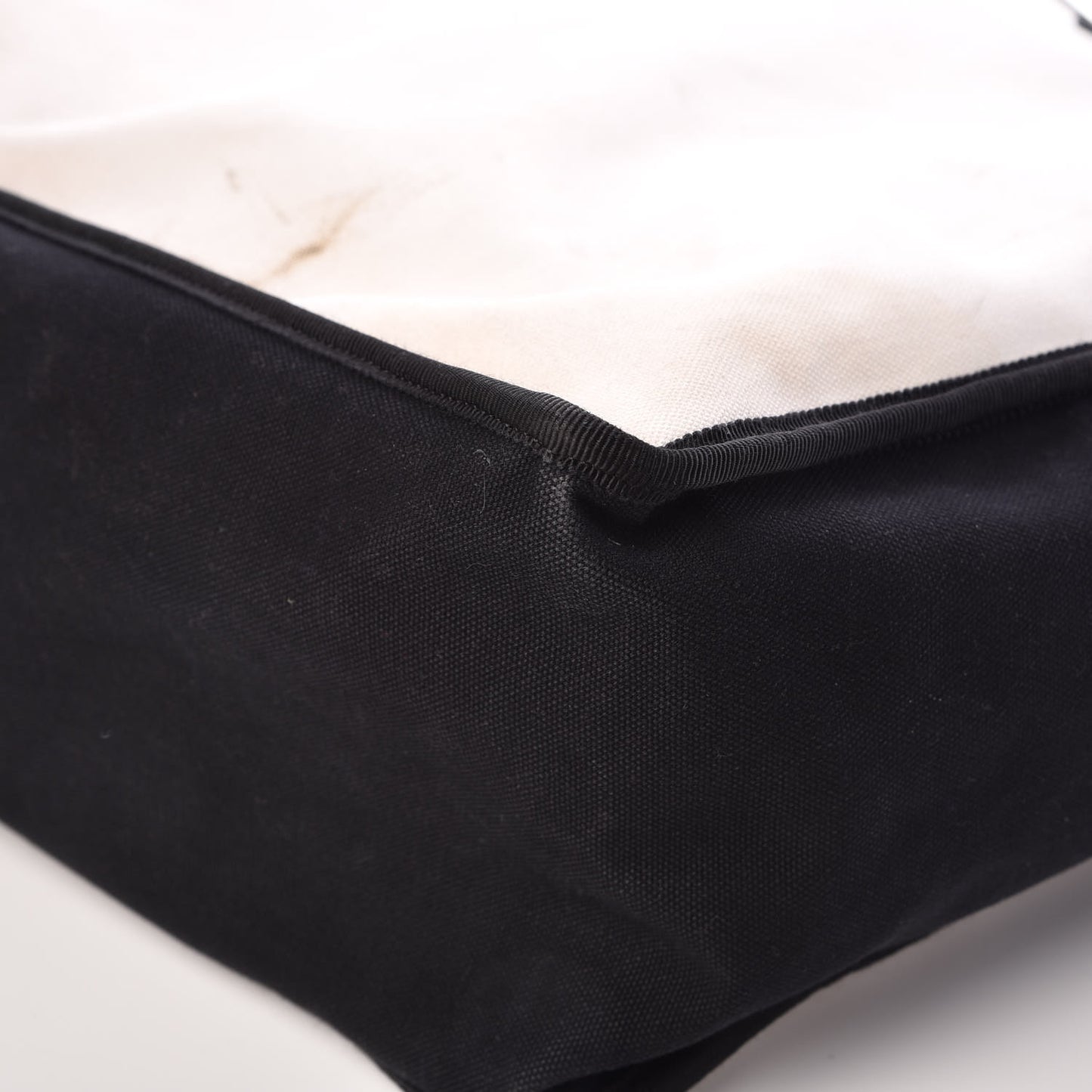 Canvas Calfskin Large Let's Demonstrate Tote White Black