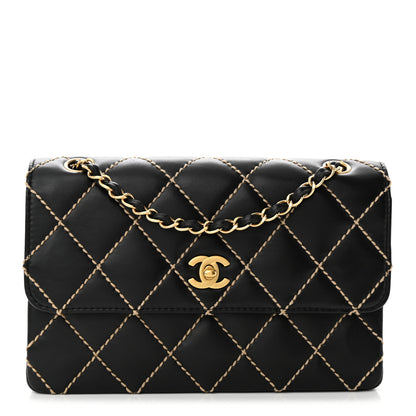 Chanel Calfskin Quilted Contrast Stitch Medium Flap Black 1 of 11