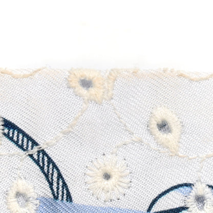 Hermes Silk Embroidered Do Re Boucles Broderie Anglaise Twilly Bleu White Marine 4 of 5