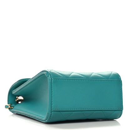 Chanel Lambskin Quilted Extra Mini Wallet On Chain WOC Teal 4 of 14