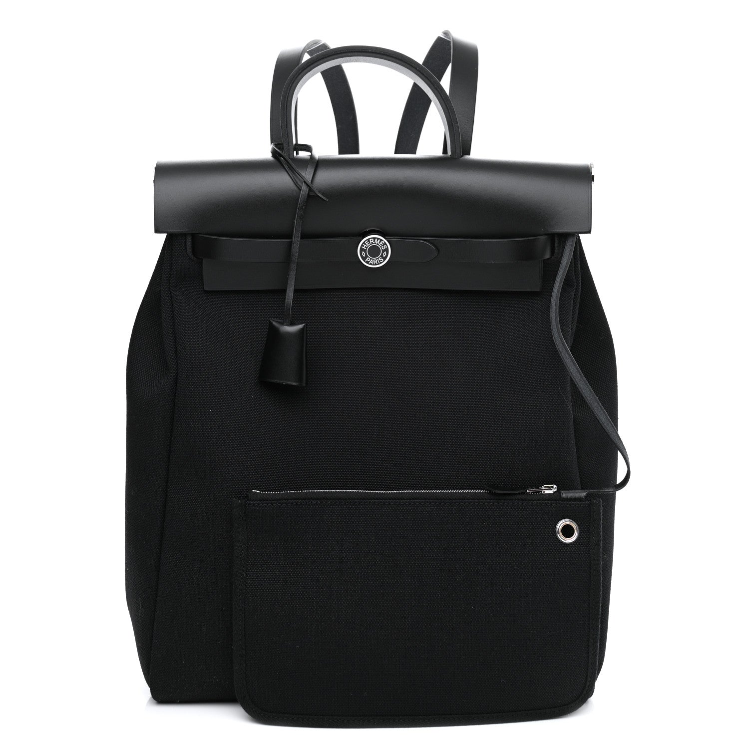 Hermes Military Toile Vache Hunter Herbag a Dos Zip Retourne Backpack Black 1 of 12