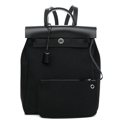 Hermes Military Toile Vache Hunter Herbag a Dos Zip Retourne Backpack Black 1 of 12