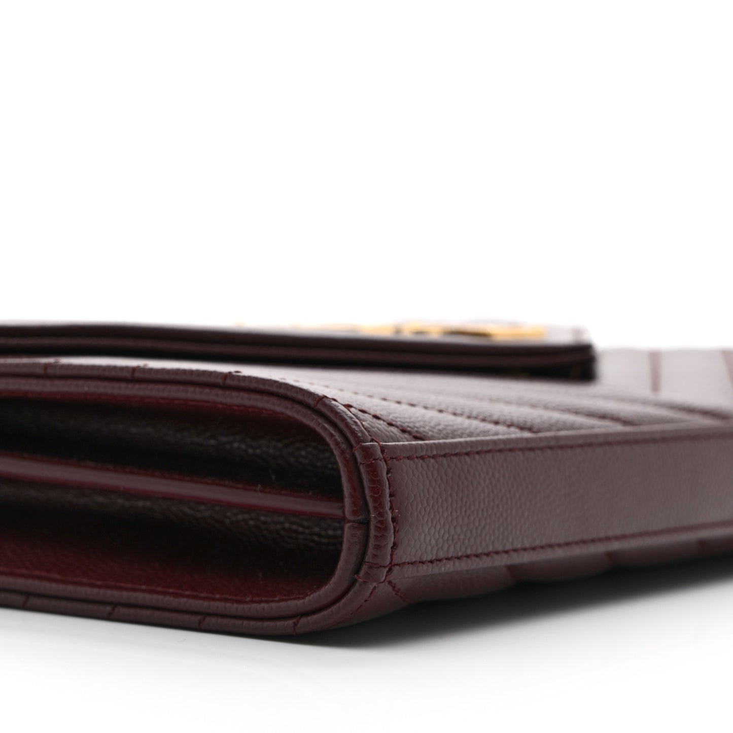 Grain De Poudre Matelasse Chevron Monogram Chain Wallet Rouge Legion