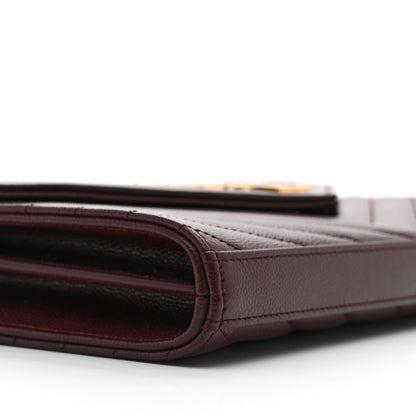Saint Laurent Grain De Poudre Matelasse Chevron Monogram Chain Wallet Rouge Legion 8 of 9