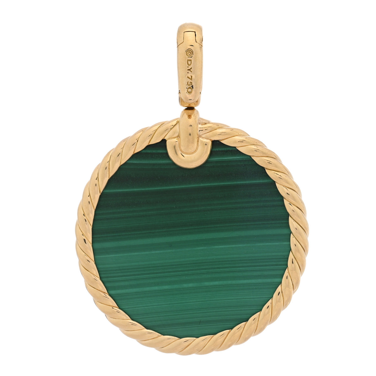18K Yellow Gold Malachite DY Elements Disc Pendant