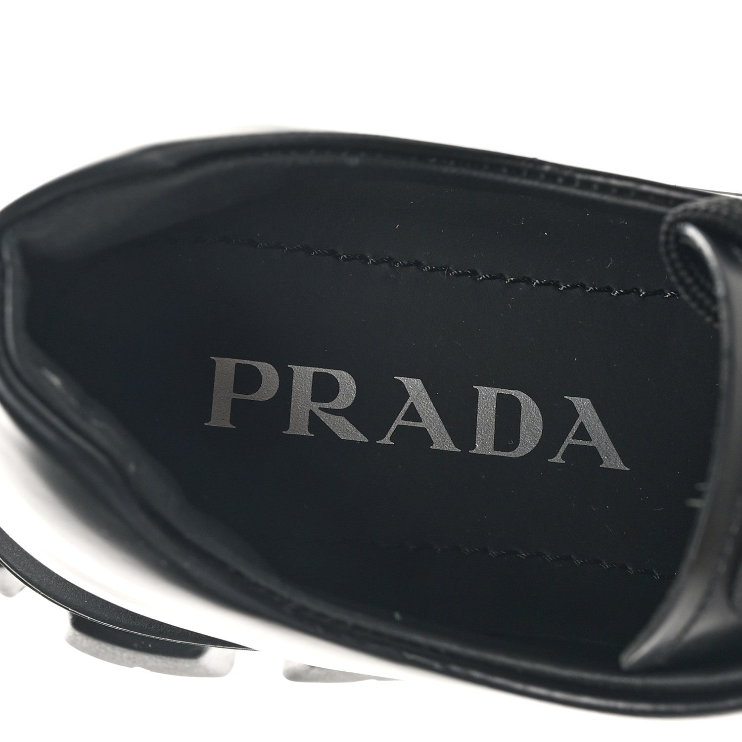 Prada Spazzolato Rois Sfumato Monolith 55mm Derby Loafers 37 Black Argento 7 of 9