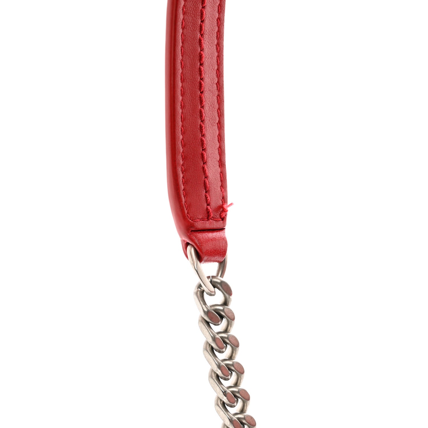 Saint Laurent Lambskin Quilted Small Loulou Puffer Monogram Chain Satchel Red 11 of 11