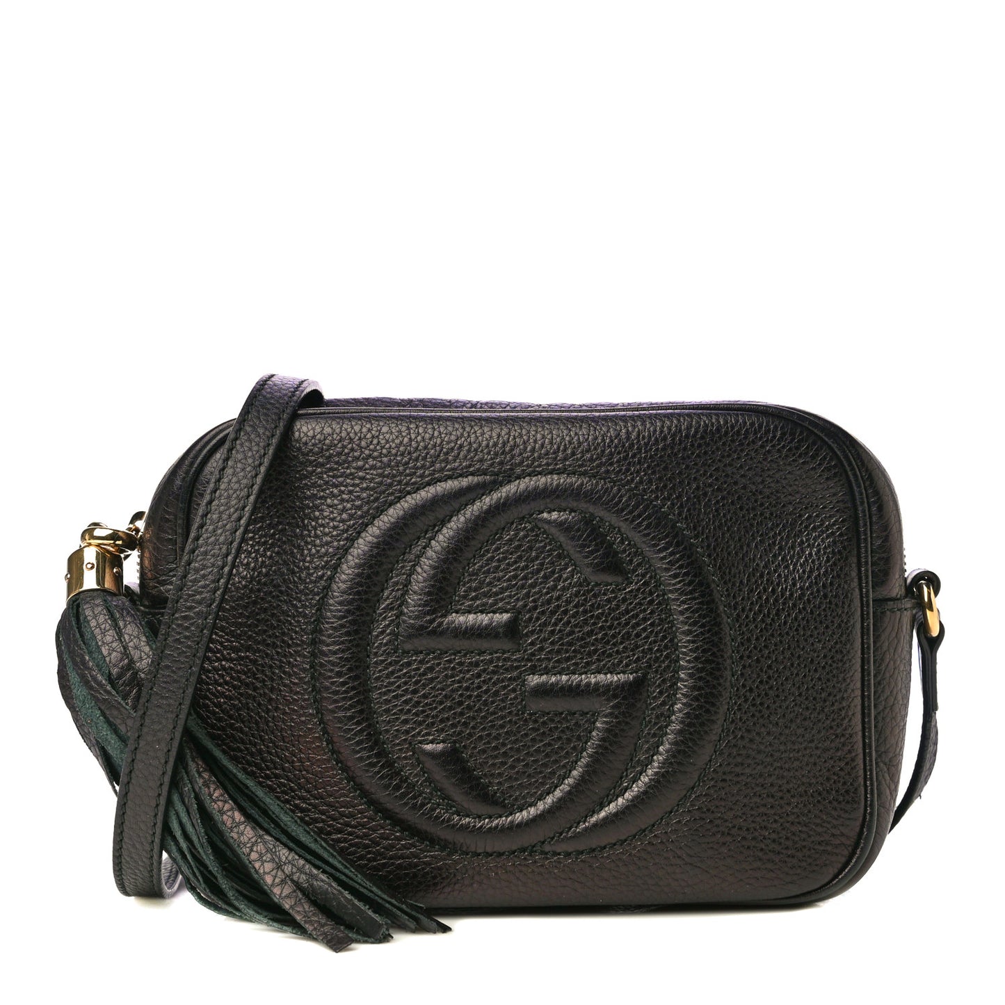Pebbled Calfskin Small Soho Disco Bag Black