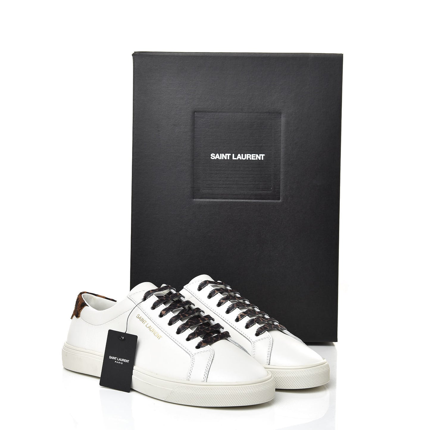 Calfskin Leopard Print Andy Low Top Sneakers 36.5 White