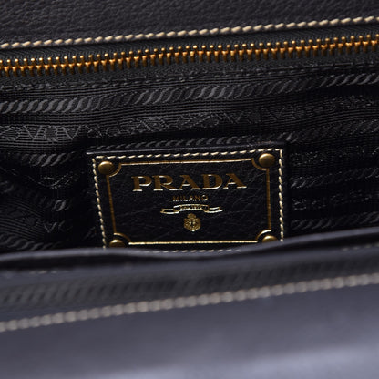 Prada Straw Vitello Daino Shopping Tote Black 6 of 7