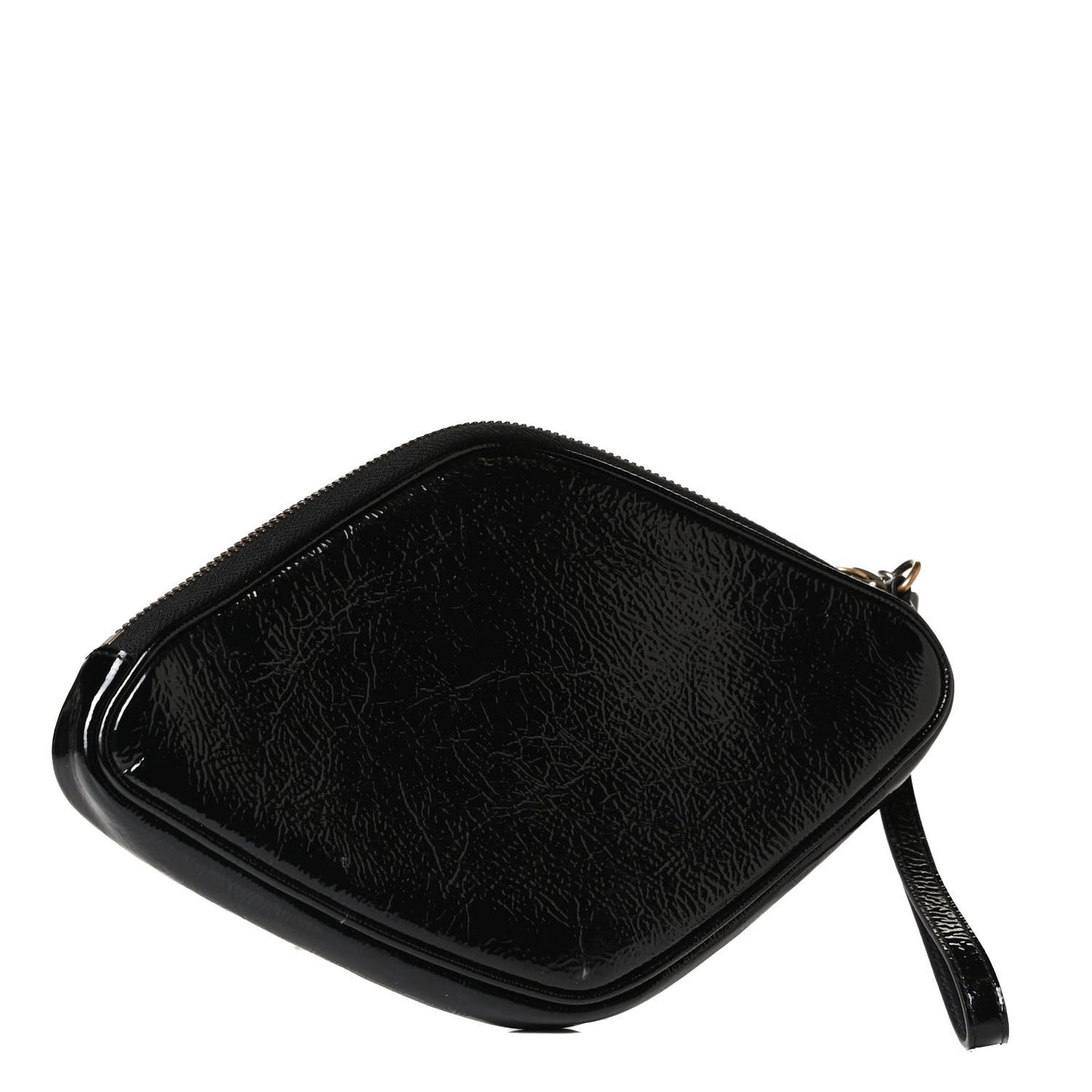 Patent Rubber Game Patch Logo Wrist Bag Black