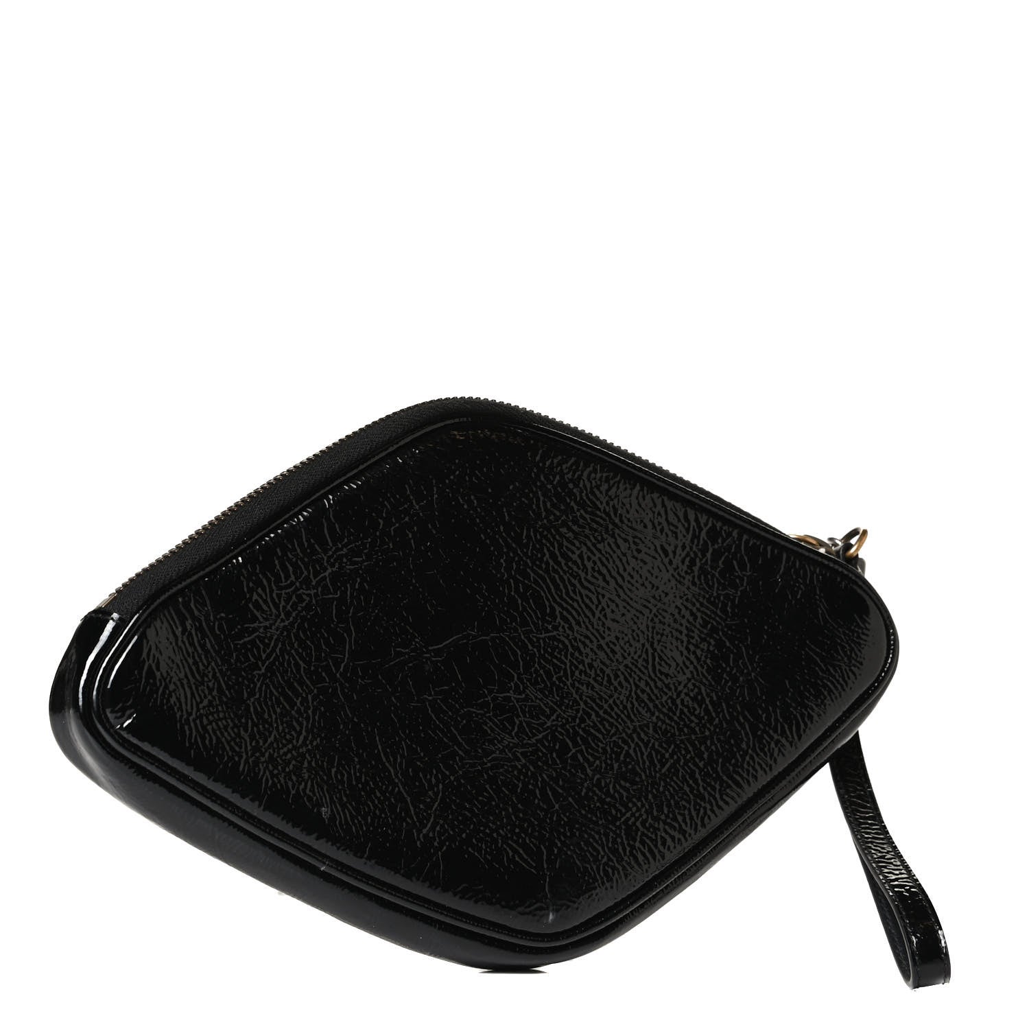 Gucci Patent Rubber Game Patch Logo Wrist Bag Black 6 of 15