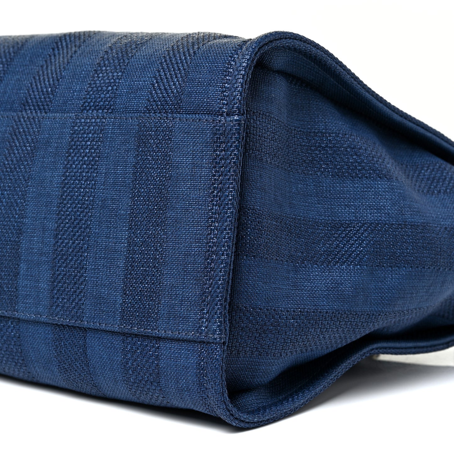 Woven Straw Raffia Striped Medium Deauville Tote Navy Blue