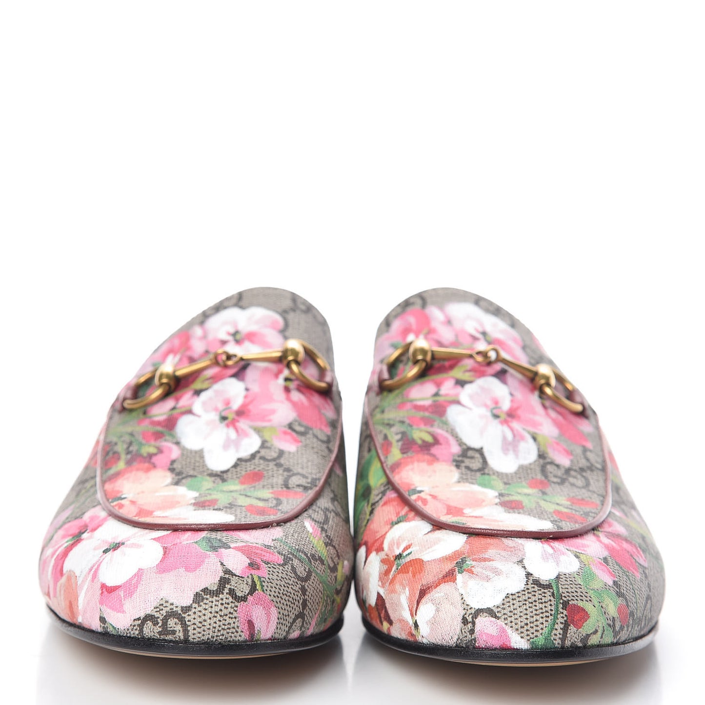 GG Supreme Monogram Blooms Womens Princetown Slippers 40.5 Beige Multicolor Dry Rose