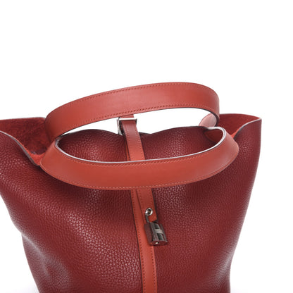Hermes Taurillon Clemence Swift Picotin Lock 22 MM Rouge H Brique 9 of 14