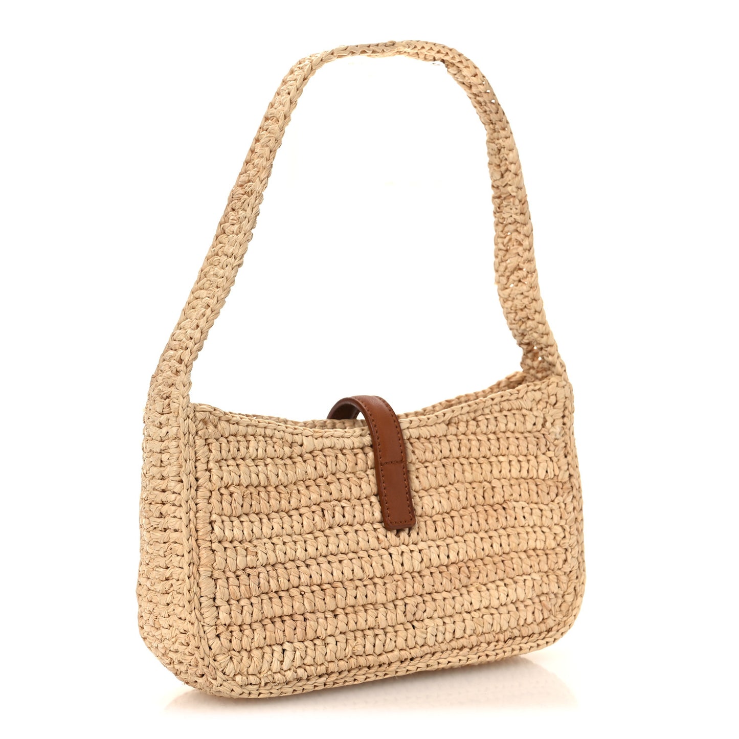 Raffia Calfskin Le 5 A 7 Mini Hobo Natural Brick