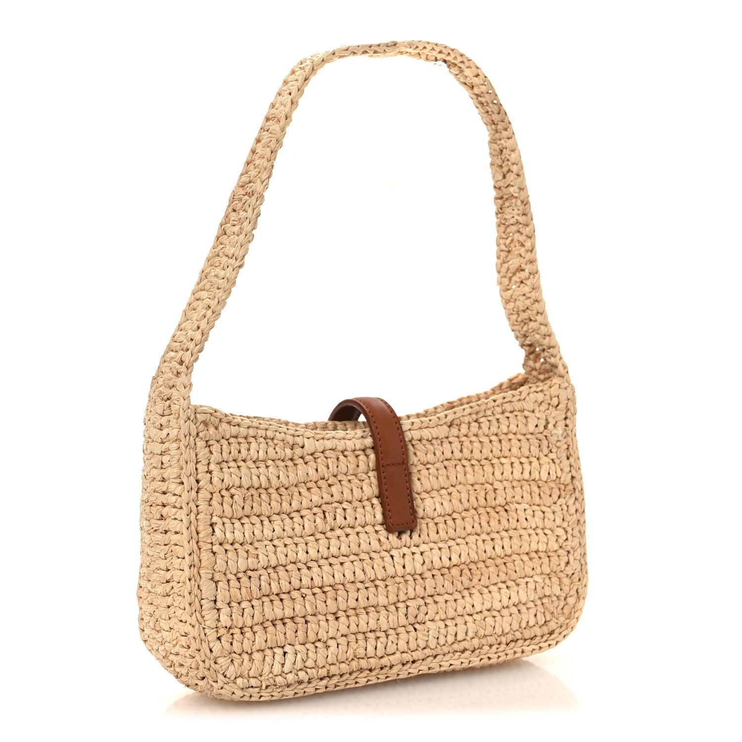 Saint Laurent Raffia Calfskin Le 5 A 7 Mini Hobo Natural Brick 3 of 11