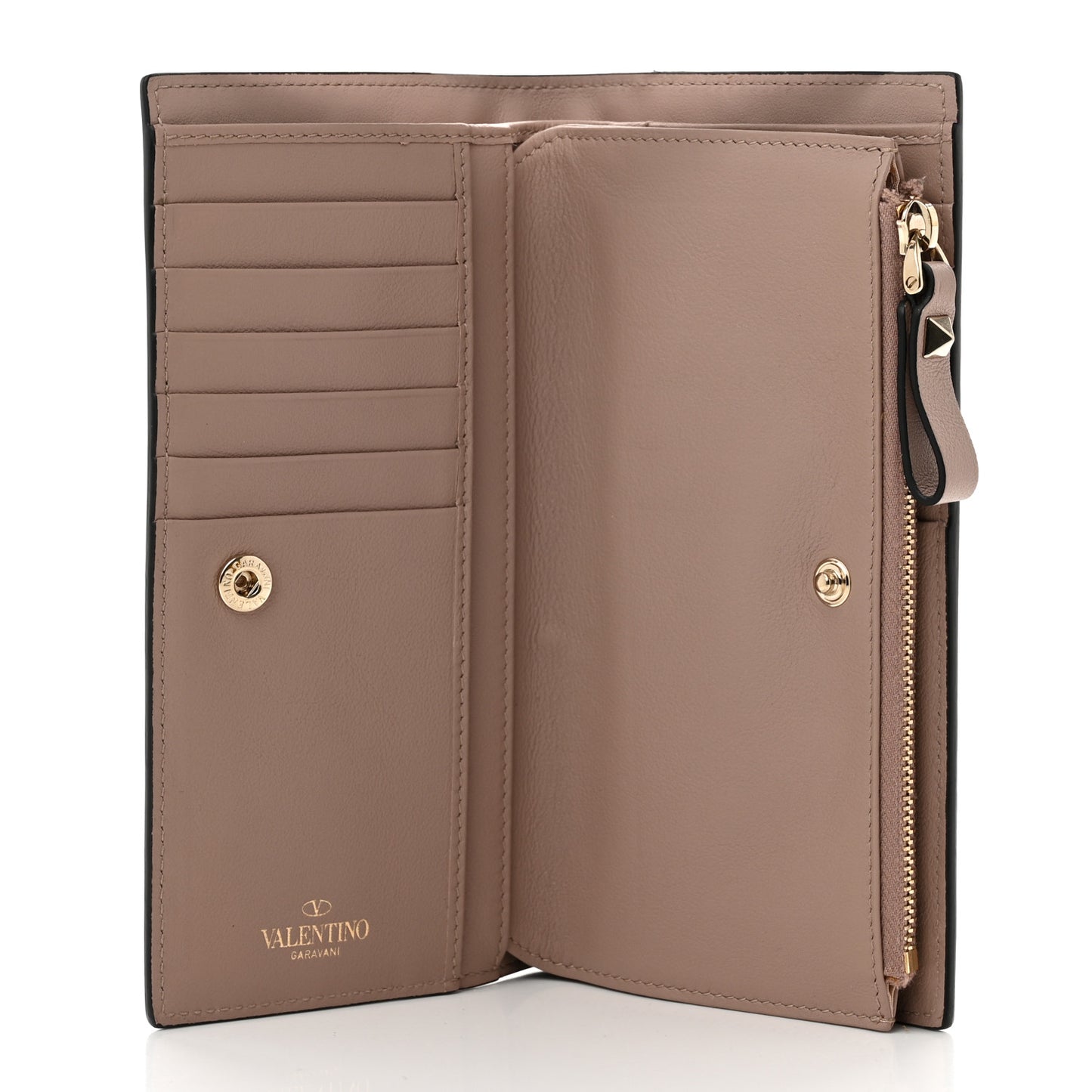 Calfskin Rockstud Continental Wallet Poudre