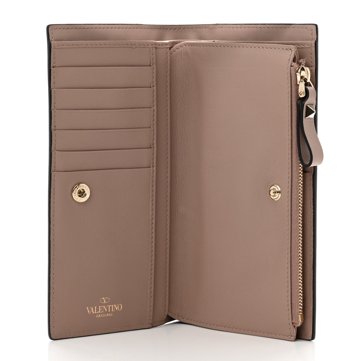 Valentino Garavani Calfskin Rockstud Continental Wallet Poudre 6 of 8
