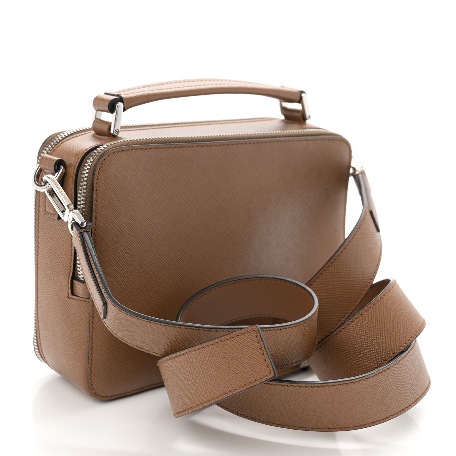 Prada Saffiano Travel Medium Brique Crossbody Bag Cannella 3 of 11