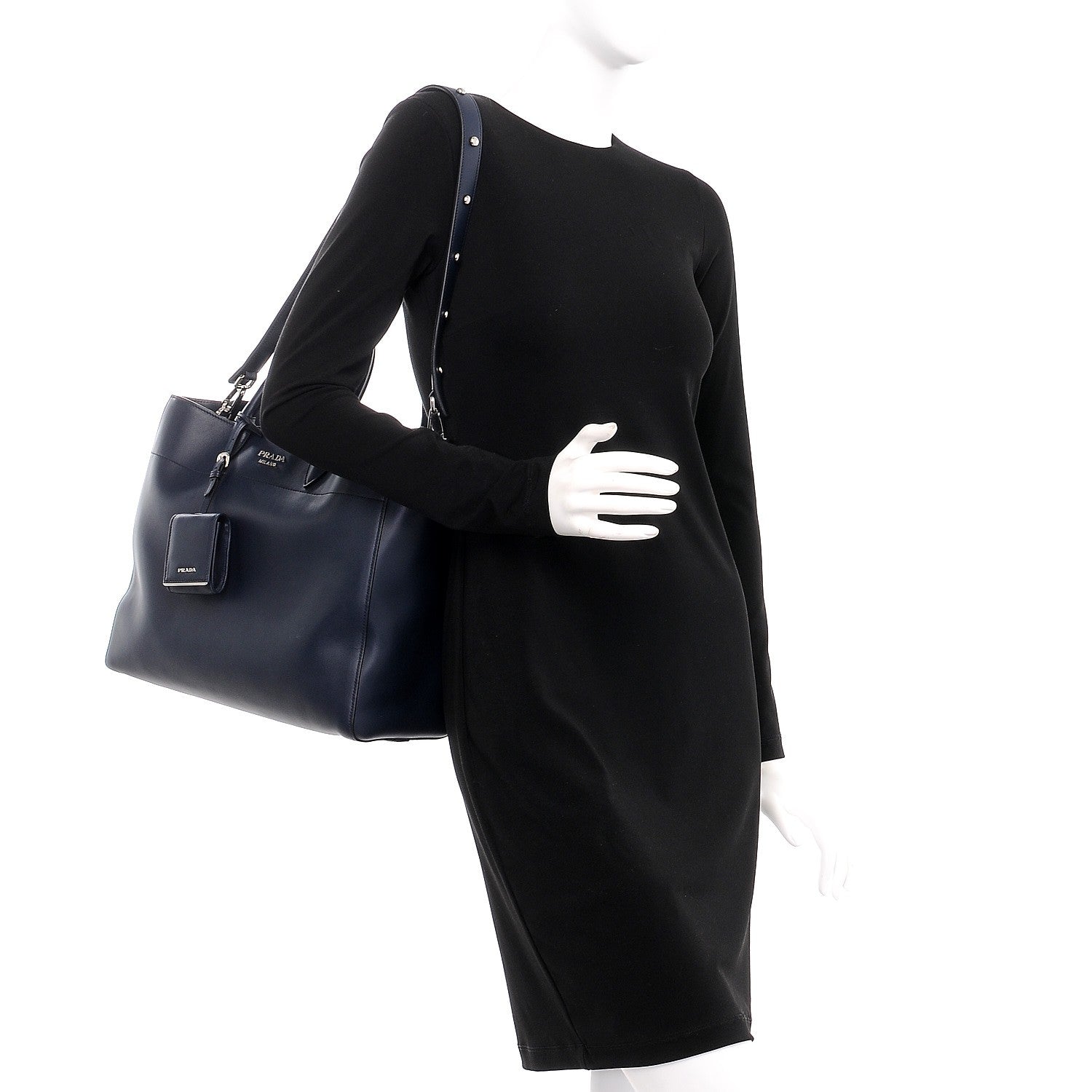Prada City Calf Tote With Studded Strap Baltico 2 of 10