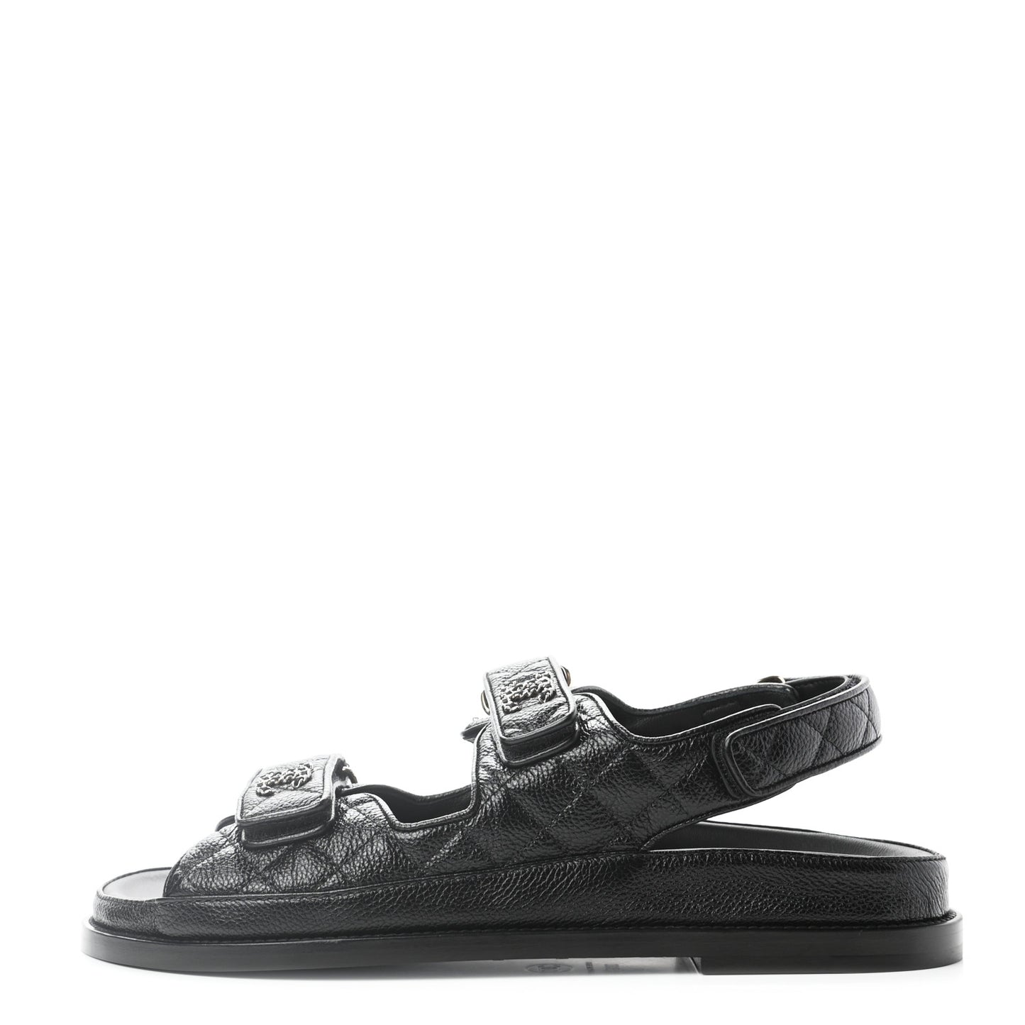 Grained Calfskin Velcro Dad Sandals 39.5 Black