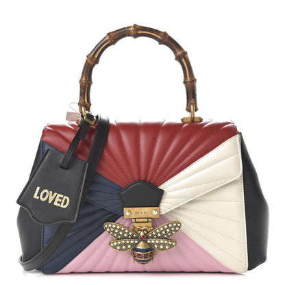 Gucci Calfskin Bamboo Trapuntata Queen Margaret Top Handle Bag Blue Agata Hibiscus Red Mystic White Sugar Pink 1 of 11