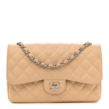Chanel Caviar Quilted Jumbo Double Flap Light Beige 1 of 12