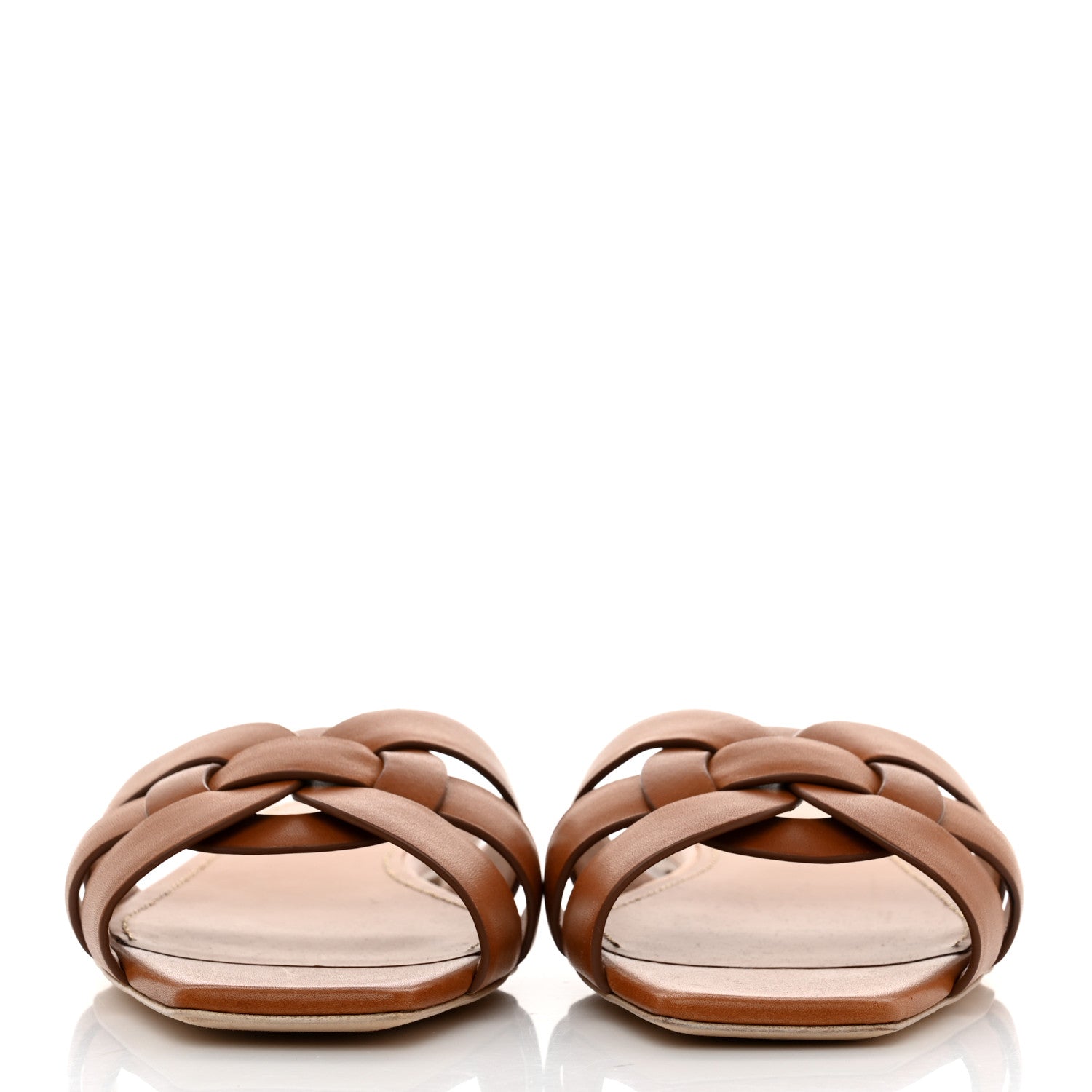 Saint Laurent Calfskin Tribute 05 Slide Sandals 37.5 Amber 2 of 9