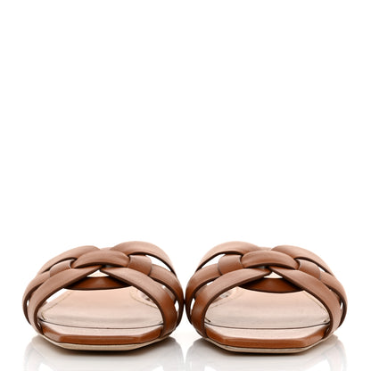 Saint Laurent Calfskin Tribute 05 Slide Sandals 37.5 Amber 2 of 9