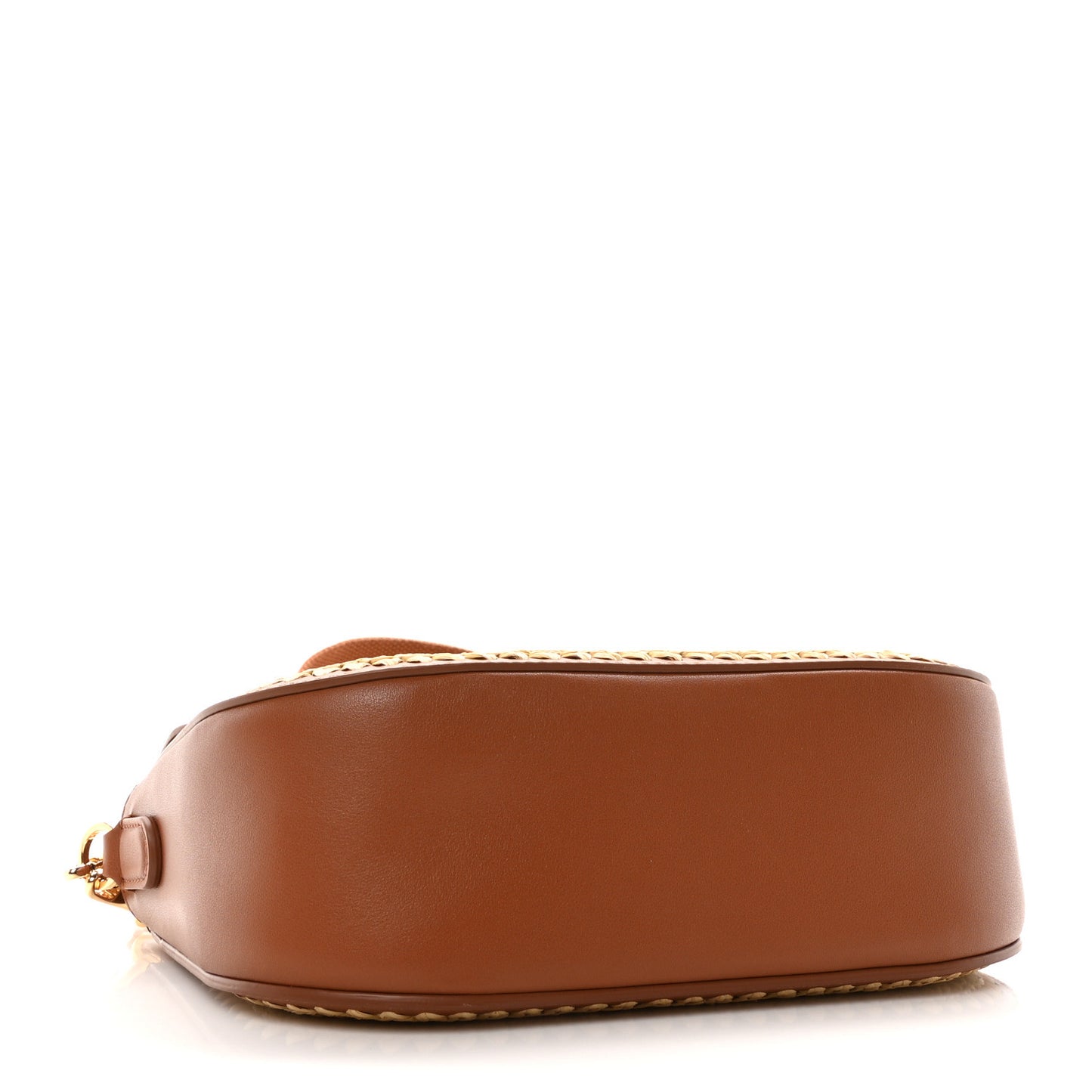 Raffia Calfskin Vlogo Alltime Shoulder Bag Natural Saddle Brown