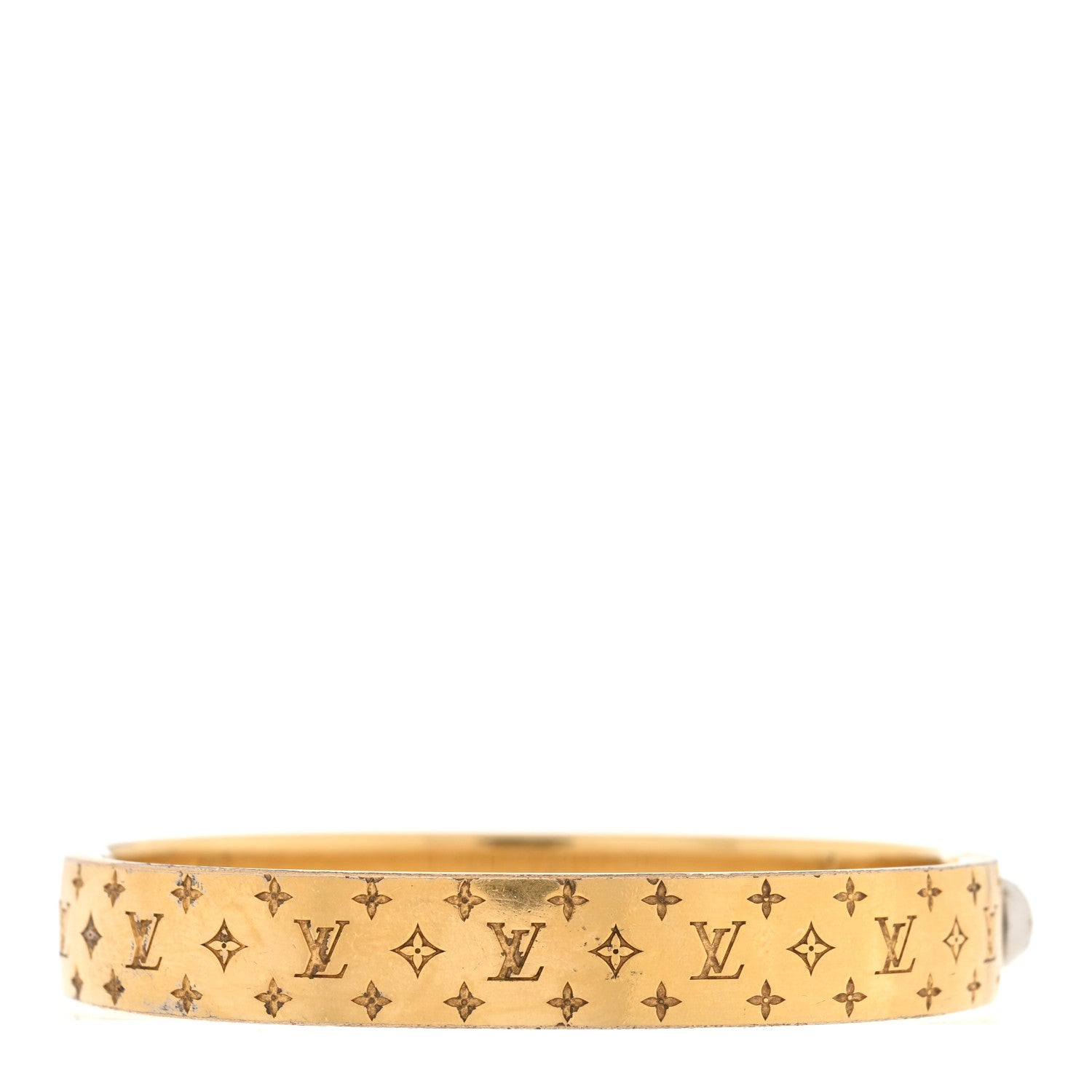 Louis Vuitton Brass Monogram Nanogram Cuff S Gold 3 of 4