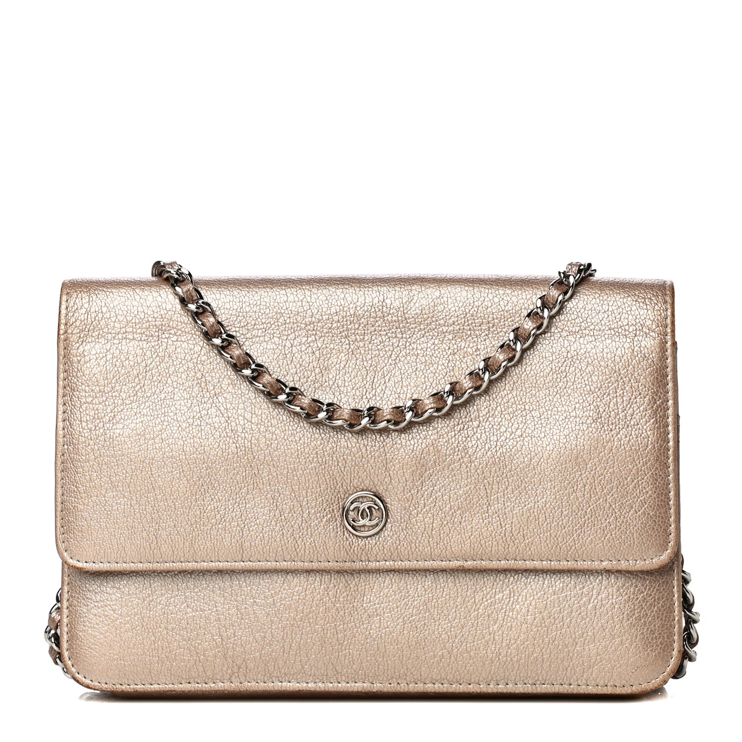 Metallic Goatskin Wallet On Chain WOC Gold