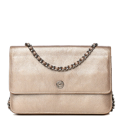 Chanel Metallic Goatskin Wallet On Chain WOC Gold 1 of 19
