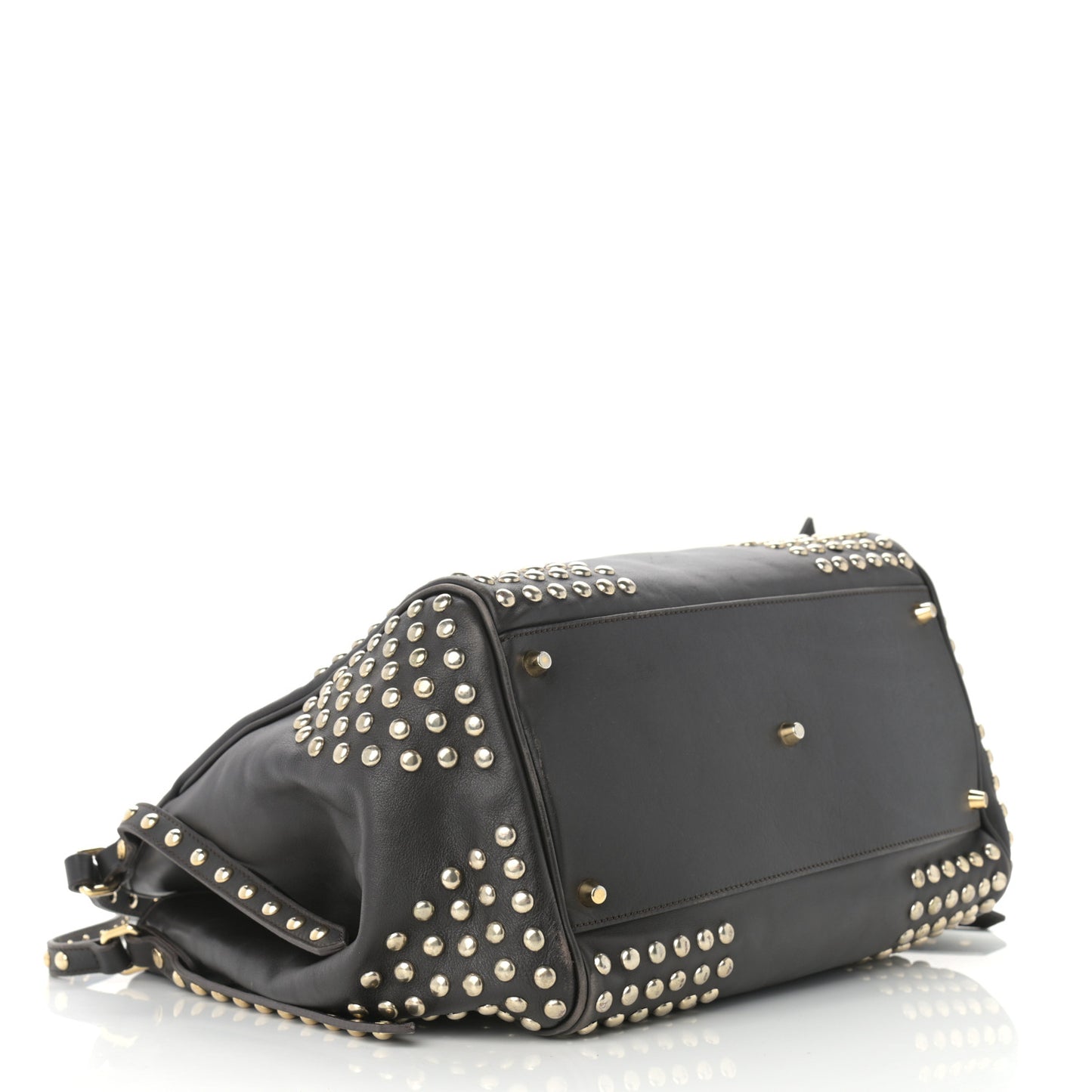 Lambskin Bridle Studs Large Canterbury Tote Dark Brown