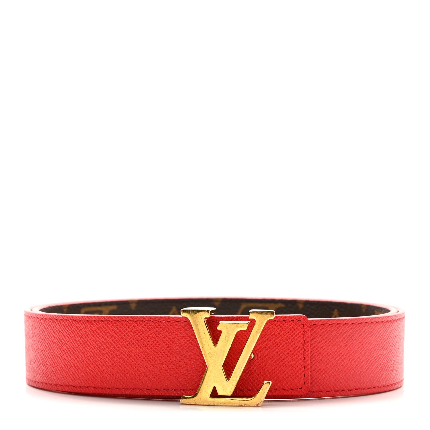 Louis Vuitton Calfskin Monogram 30mm LV Initiales Reversible Belt 85 34 Coquelicot 2 of 7