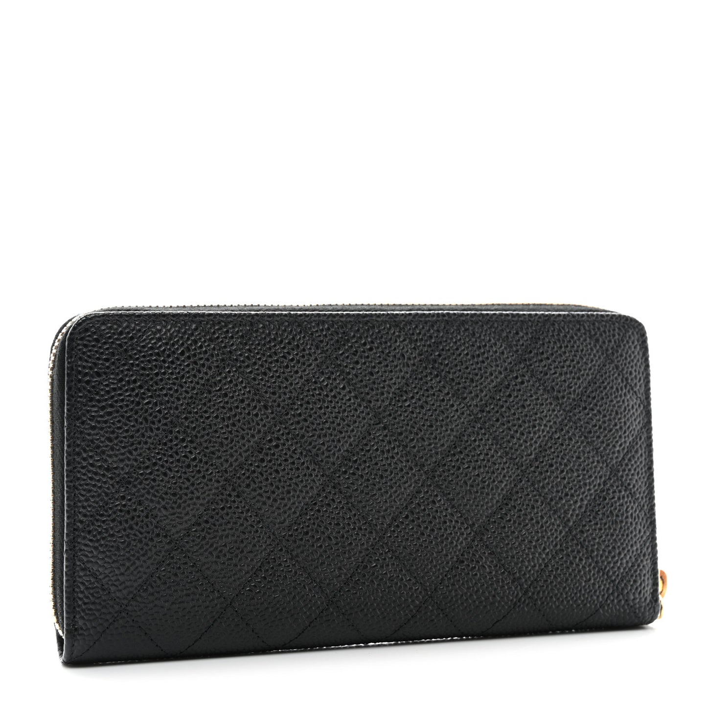 Caviar Quilted Large Gusset Zip Around Wallet Black