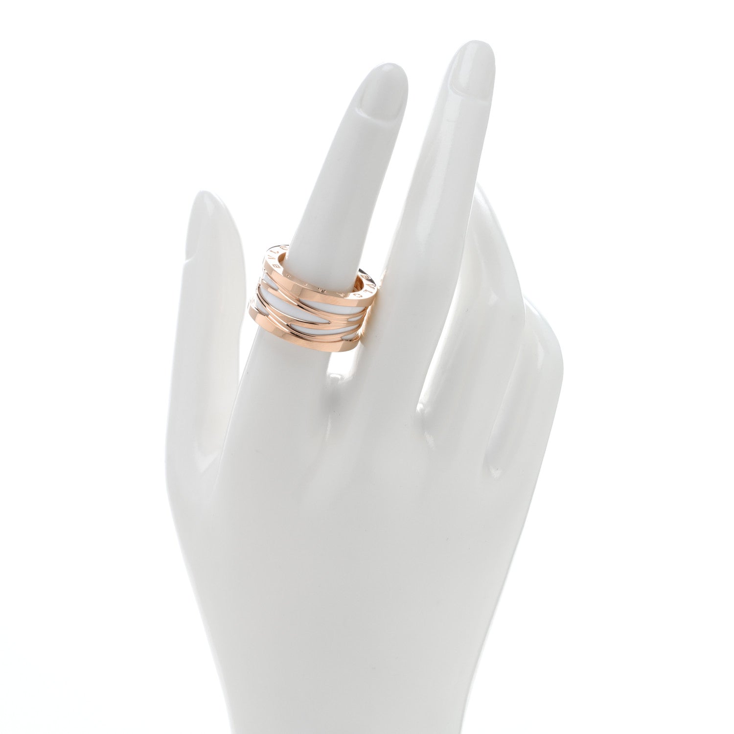 Bulgari 18K Rose Gold White Ceramic B.Zero1 Legend Four-Band Ring 58 8.25 2 of 5