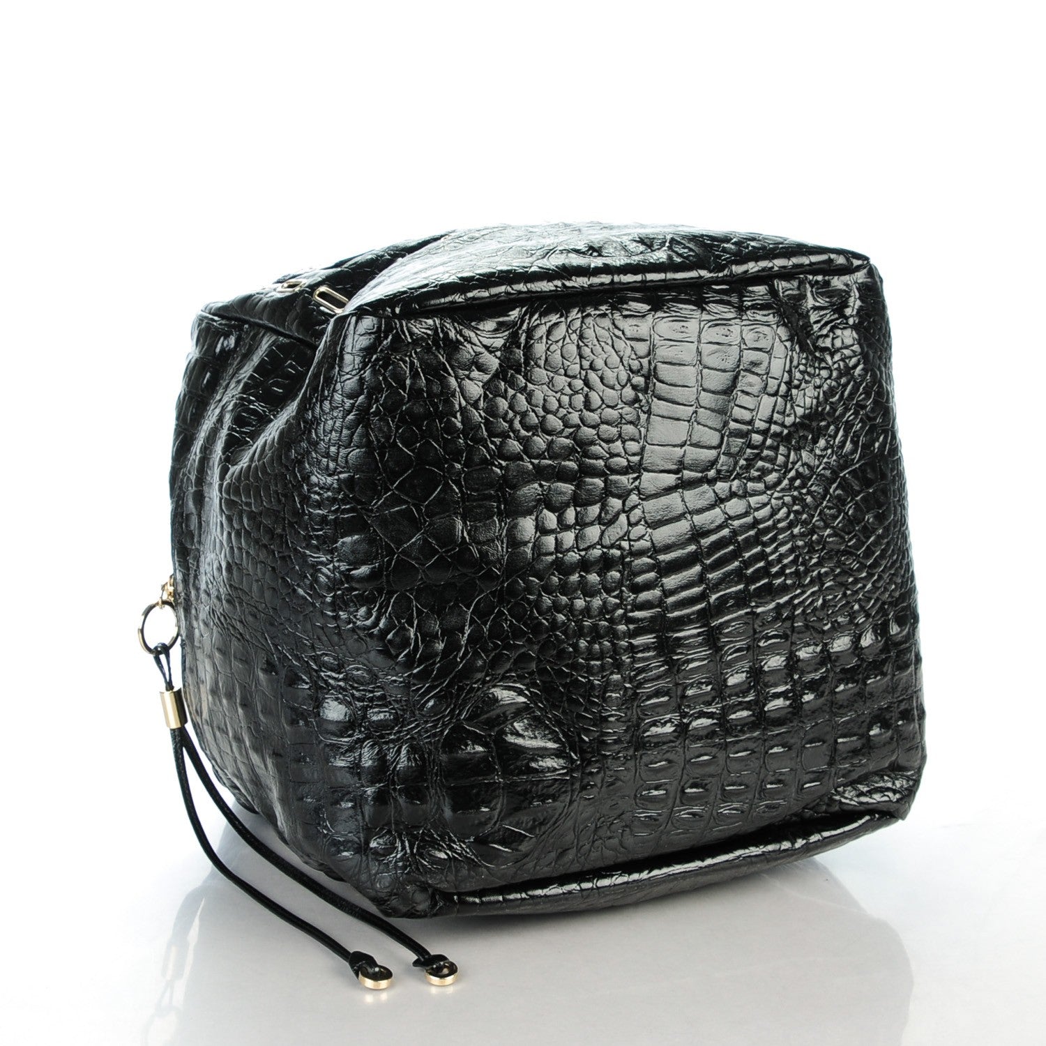 Jimmy Choo Patent Crocodile Embossed Satchel Black 4 of 6