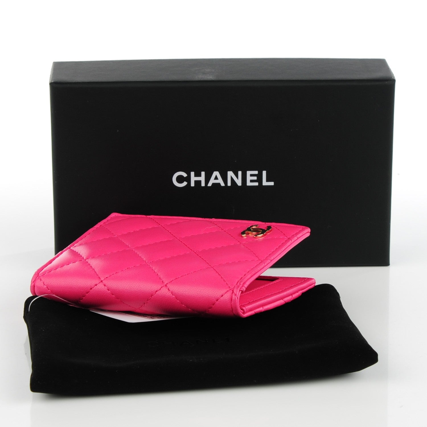 Chanel Lambskin Quilted Card Holder Wallet Fuchsia 4 of 7
