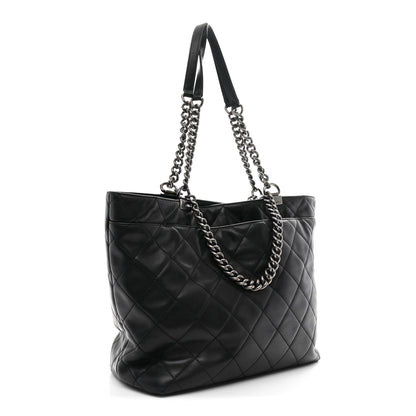 Chanel Calfskin Quilted Large Shopping In Chains Tote Black 3 of 10
