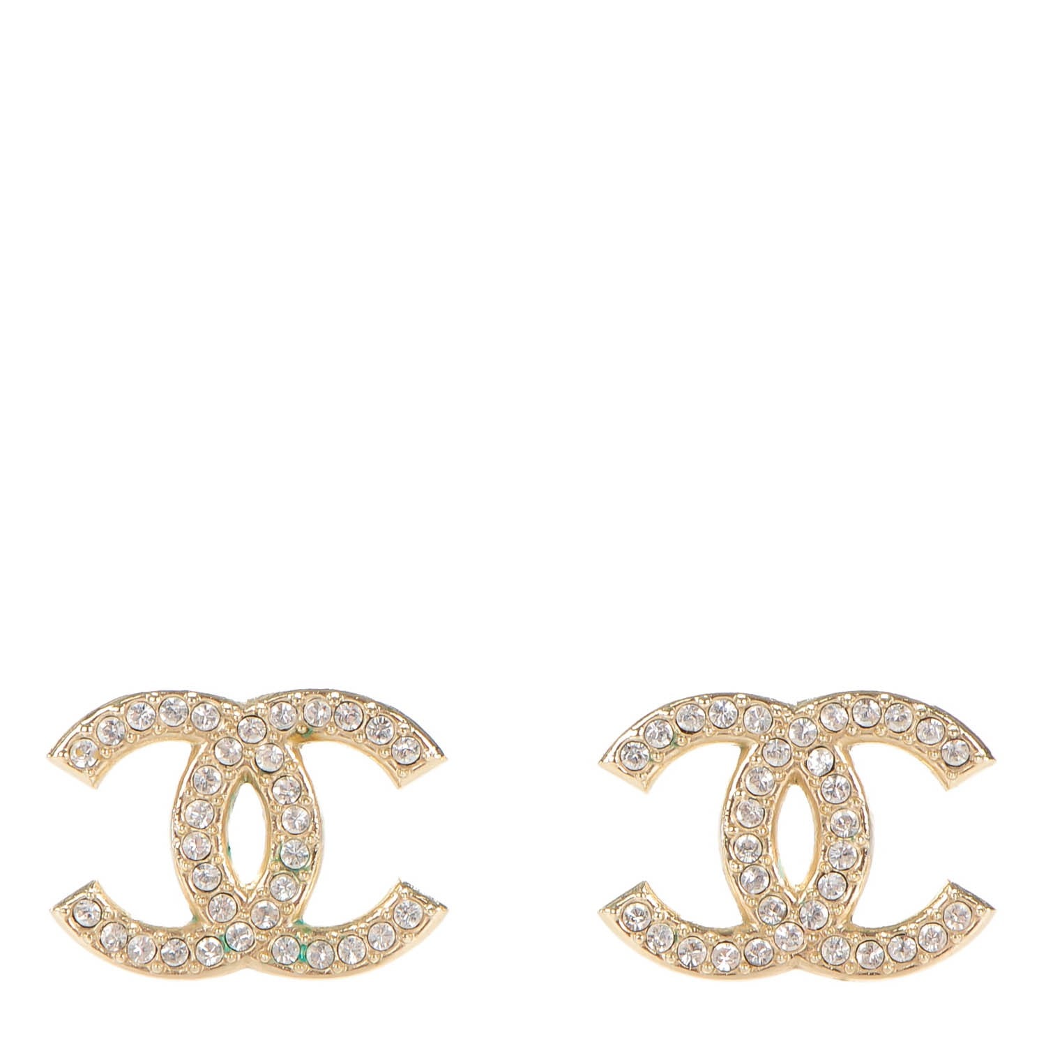 Chanel Crystal CC Earrings Gold 1 of 5